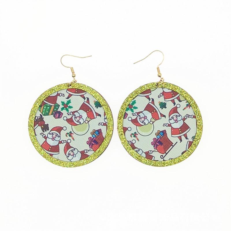 Creative Geometric Christmas and New Year Glue Leather Earrings