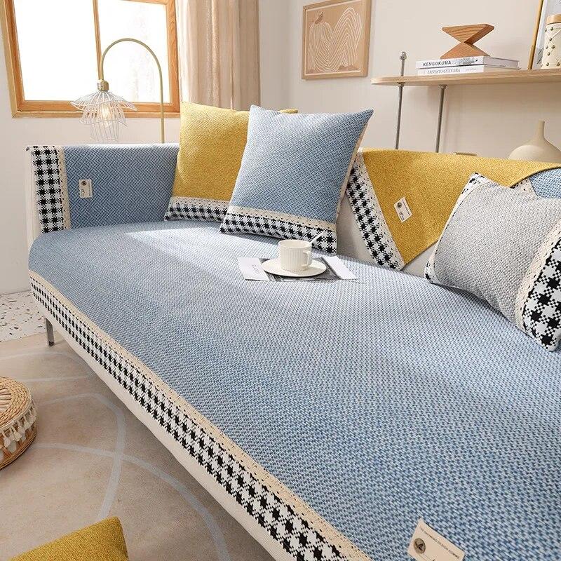 Seat European Couch Cover Sofa Towel for Living Room Decor New Cotton Linen Fabric Sofa Cover Slip Resistant Slipcover