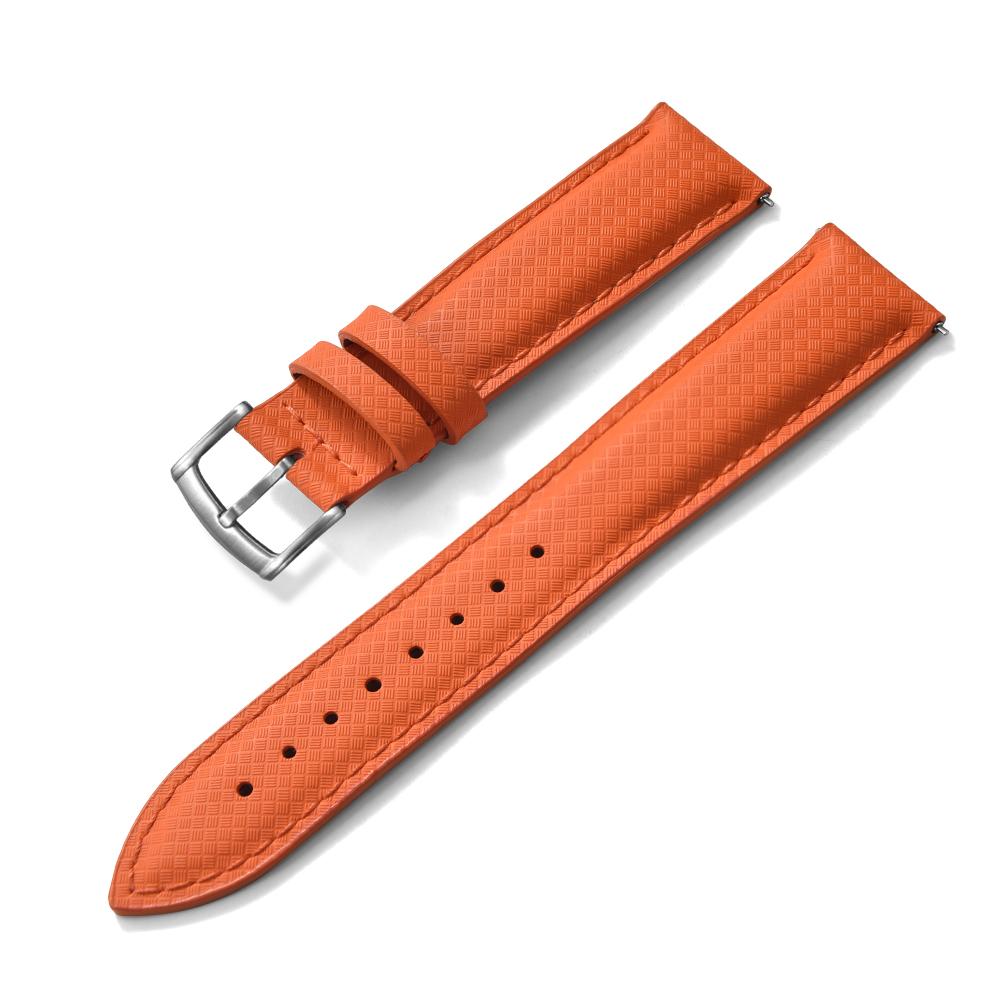 STAPELP 18mm 19mm 20mm 22mm Sailcloth Strap FKM TOP+Leather Base Tropical Texture Rubber Watch Bands Quick Release Pin Buckle