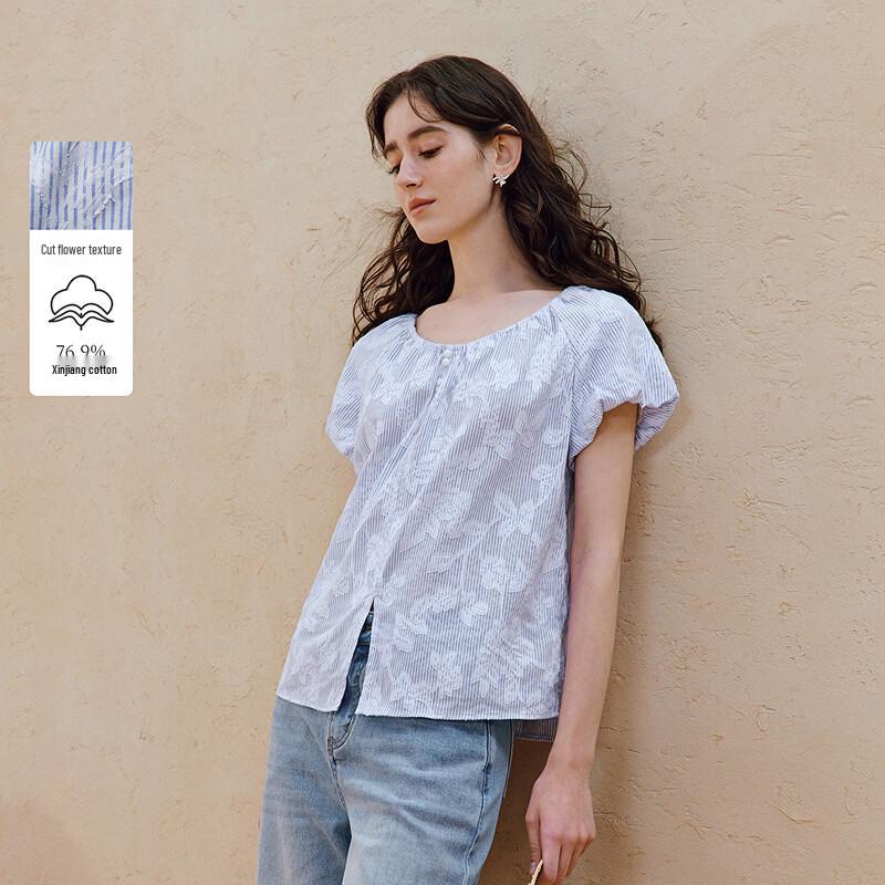 INMAN Women s French Retro Striped Short-Sleeve Shirt S