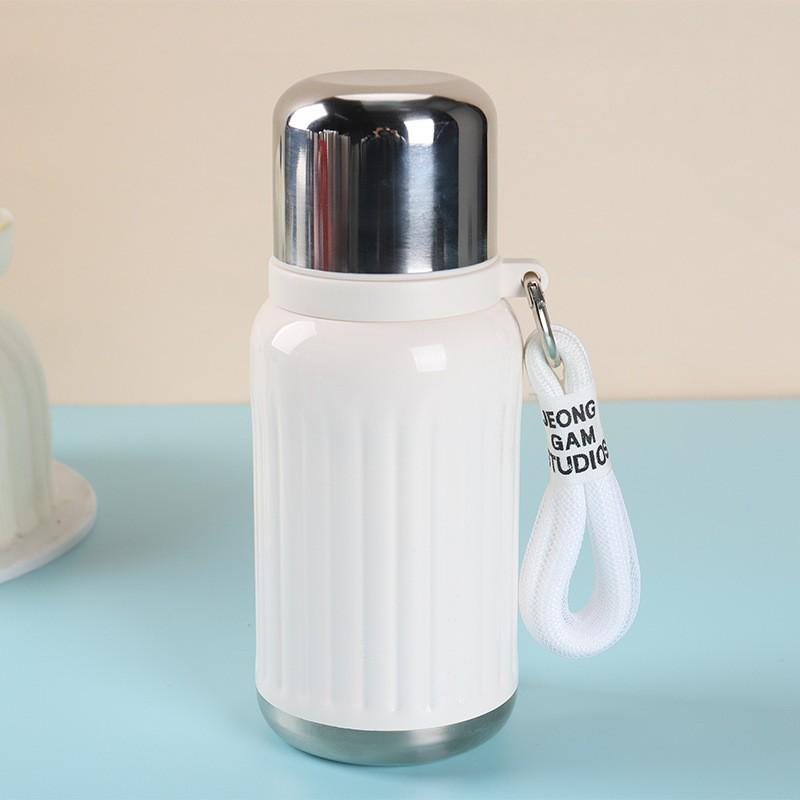 Stylish 316 Stainless Steel Insulated Mini Cup with Carrying Rope & Pop-Up Lid - Portable & Sealed for Students