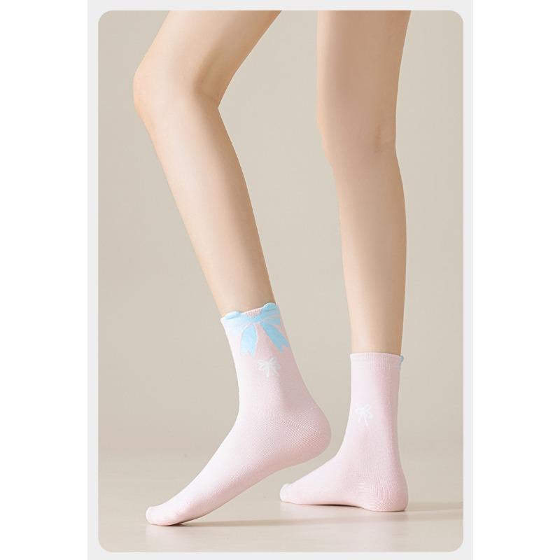 Ladies Spring and Autumn Fashion New Colorful Bow In Tube Socks