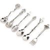 6PCS Vintage Coffee Spoons, Tea Fork Set, Zinc Crystal Mini Fancy Dessert Tableware for Home Office Party Coffee Bar
