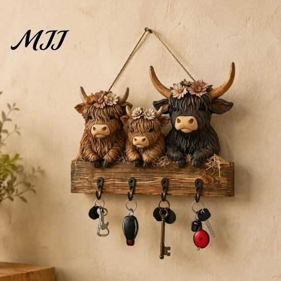 Dunkle Ästhetik Wandkunst Halloween Eingangsbereich Schlüsselhalter mit 4 Haken, Hängendes Holzschild, Montierbares handgefertigtes Holzhandwerk Rack für Schlüssel Taschen Und Leinen,