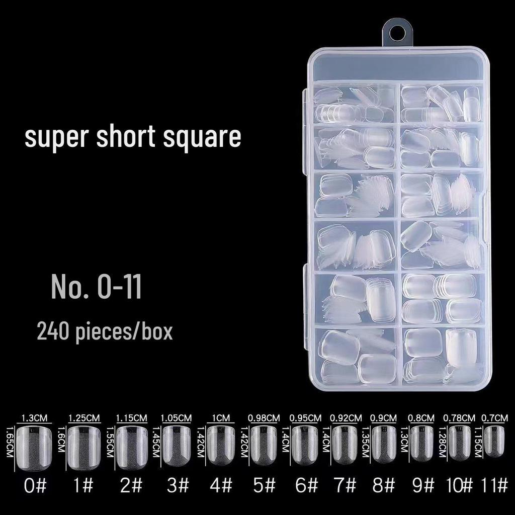 Ultra-Short Trapezoid Almond Nail Tips - Dual-Use, Full & Half Cover, Ultra-Thin, Seamless Design
