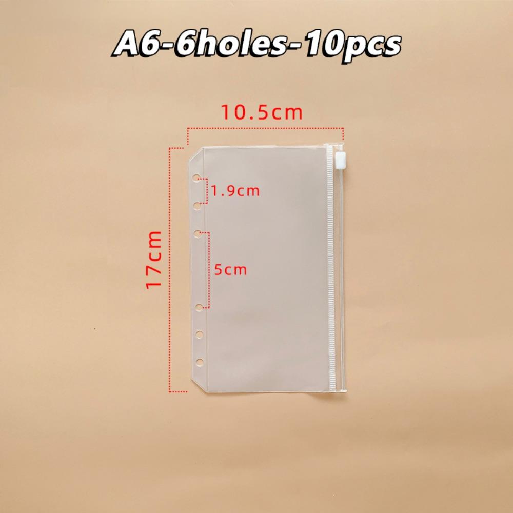 PVC Loose-leaf Notebook Inner Bag Frosted Waterproof Loose-leaf Zipper Bag A4/A5/A6/A7/B5 Binder Storage Pockets School Office