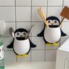 Penguin Punch-Free Bathroom Wall Mount Rack - Seamless Multi-functional Storage for Toothbrush, Toothpaste, and Cosmetics.