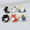 Creative Yin Yang Animal Brooch - Fox & Rabbit Cartoon Badge with Alloy Drip Oil Ornaments
