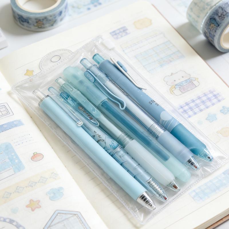 6Pcs Gel Pens Set 0.5mm Fine Point Black Ink Retractable Ballpoint Pens, Cute Aesthetic Pens for Writing School Office Supplies