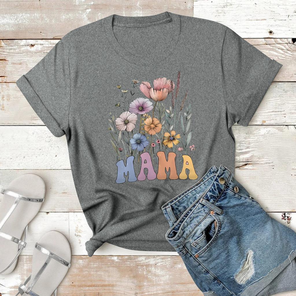 Γυναικείο Καθημερινό Μπλουζάκι με Πρίnt Στρογγυλή Λαιμόκοψη Πουλόβερ Κοντομάνικο Τοπ