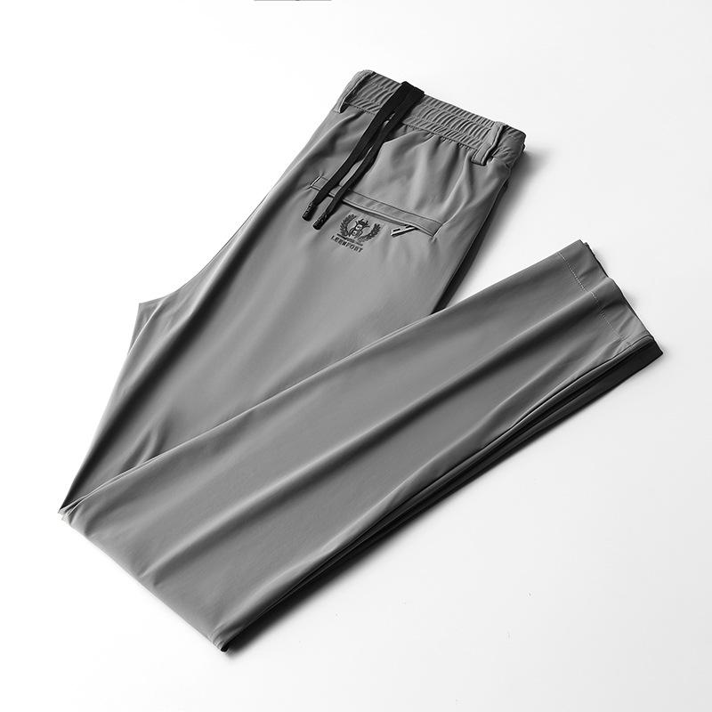 Men's Summer Ice Silk Business Casual Pants Straight Trousers Thin High Stretch Pants
