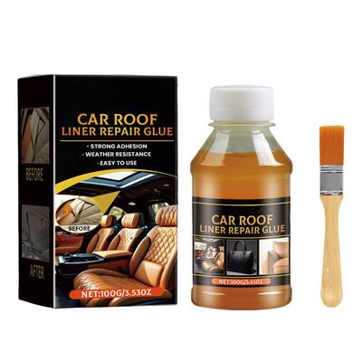 100 ml Autodachhimmel-Reparaturkleber, Auto-Dachhimmelkleber, schnelltrocknend, starker Flüssigkleber für Stoffe mit Pinsel für Sofa, Tapete, Leder