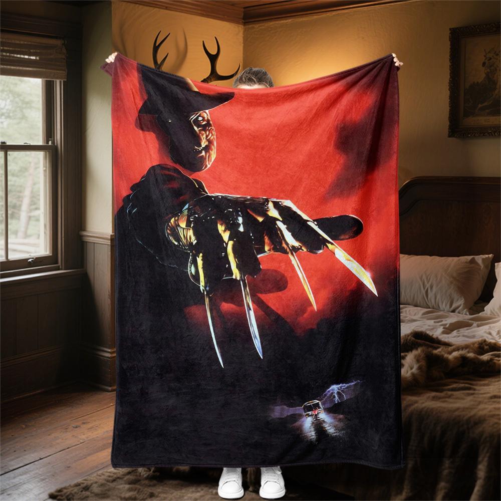 1pc Freddy Krueger, Nightmare on Elm Street, Horror  - Throw Blanket, Soft, Flannel Blankets, Living Room,  All Seasons Use-102758