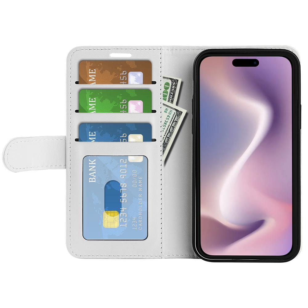 

For iPhone 16 Pro Case Magnetic Closure Crazy Horse Texture Leather Phone Cover White