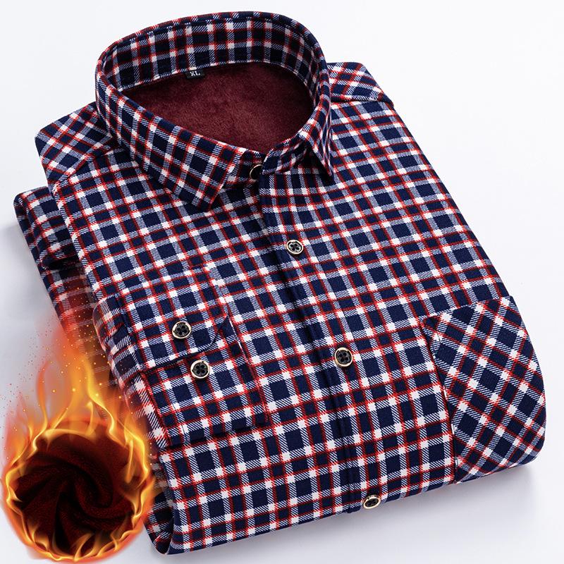 Cămașă groasă cu carouri și căptușeală din fleece pentru bărbați pentru Toamnă/Iarnă – Opțiuni multicolor disponibile