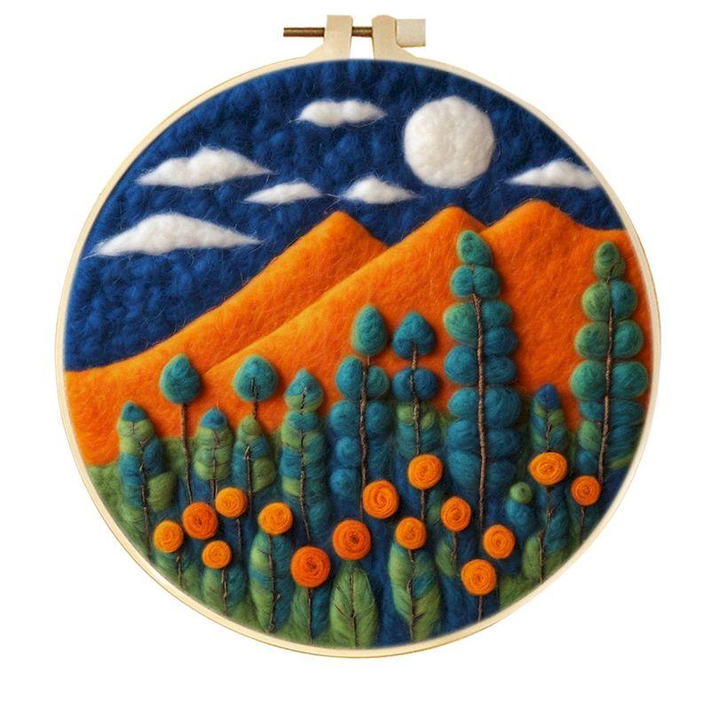 CHENISTORY DIY Wool Needle Felting Kit Creative Felt Landscape Picture Creative Felting Painting Handmade For Beginners Set