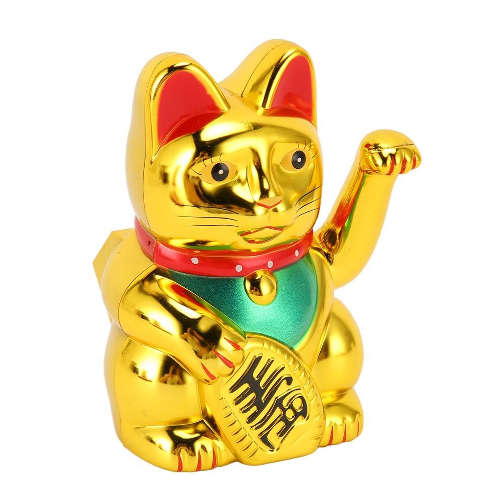 4in Feng Shui Fortune Cat Golden Car Dashboard Cat Ornament Car Interior Ornament