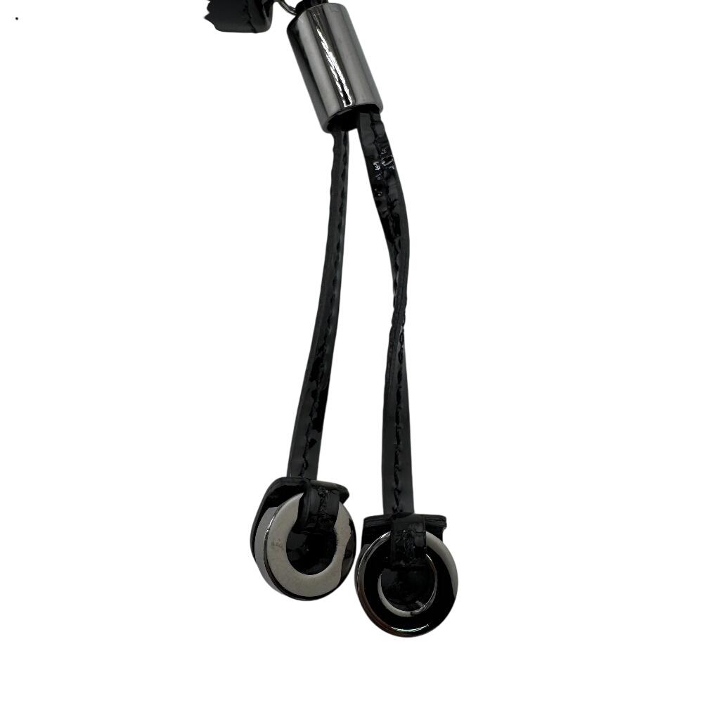 Jimmy Choo Round Zip Patent Leather Purse Black Patent Leather Women Used