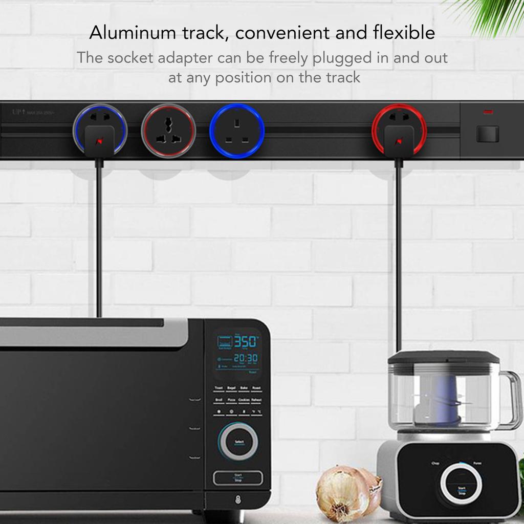 Power Socket Track 40cm Surface Mount Cordless Aluminum Alloy Sockets Extension Sliding Rail 250V 25A