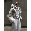 Women's Hooded Long Sleeve Puffer Coat Loose Oversized Solid Streetwear Winter Bubble Jacket