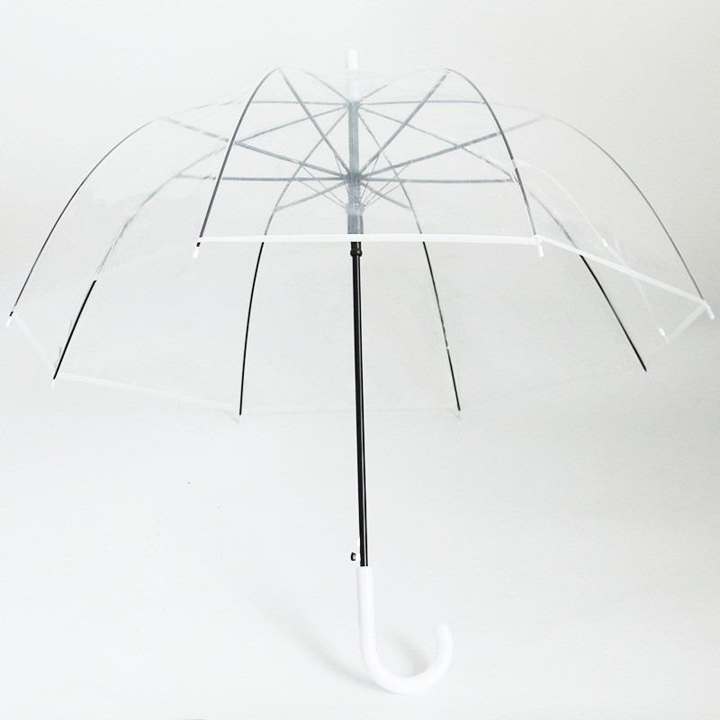 Creative Simplicity Long Handled Umbrella 8 Bone Transparent Umbrella Automatic Windproof Curved Handle Straight Rod Umbrella