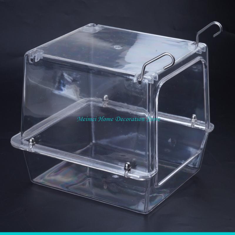 H7BF Shower Box Feeder,Sleeping Nest,Small Birds Bathtub for Pet Finch Accessories Parrot Bath Box with Clear View for Pet