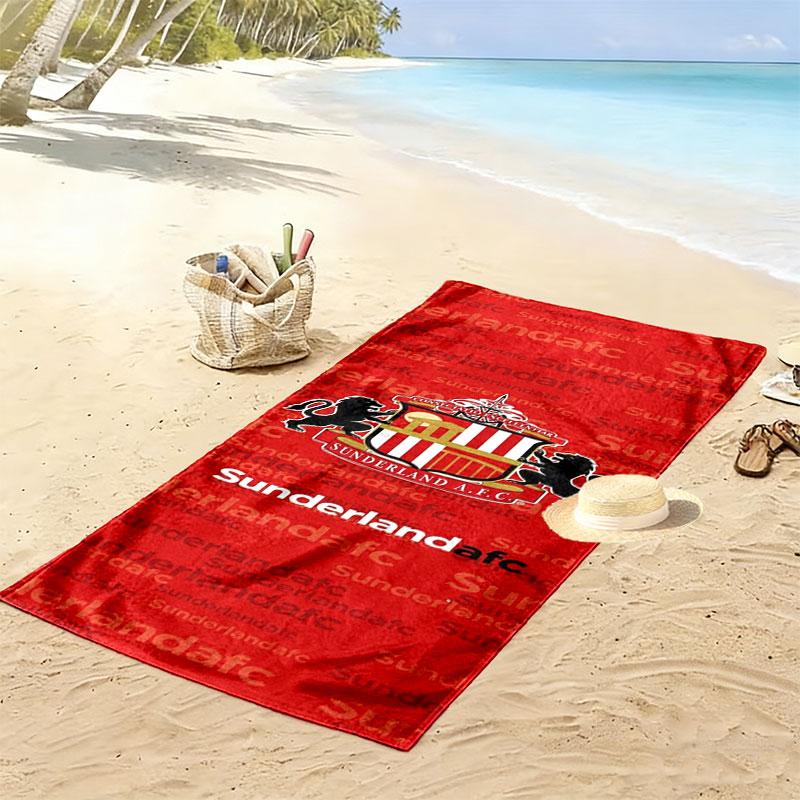 Ręcznik plażowy z nadrukiem logo Sunderland Association Football Club, Duży miękki szybkoschnący ręcznik na plażę, kemping, basen