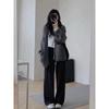 Koreański damski czarny luźny kardigan z kieszeniami sweter płaszcz szary moda jesień zima wakacje dzianinowy top swobodna prostota nowy