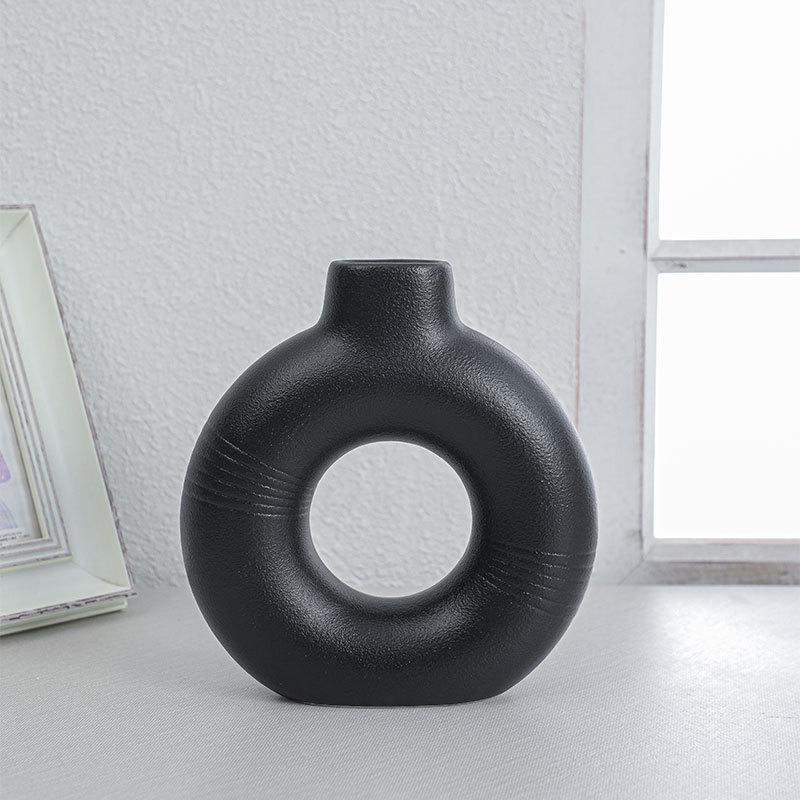 Nordic Ceramic Circle Vase - Creative Home Decor for Living Room
