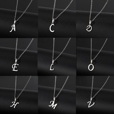 26-Letter Stainless Steel Pendant Necklace - Stylish and Unisex Design