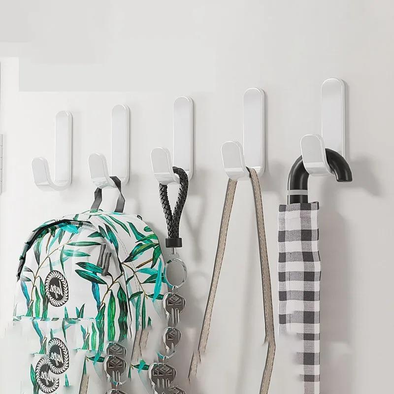 3/5PCS Self Adhesive Strong Wall Organizer Hook Behinddoor Key Cloth Hanger Hook Bathroom Robe Towel Holder Rack Kitchen Home Organizer