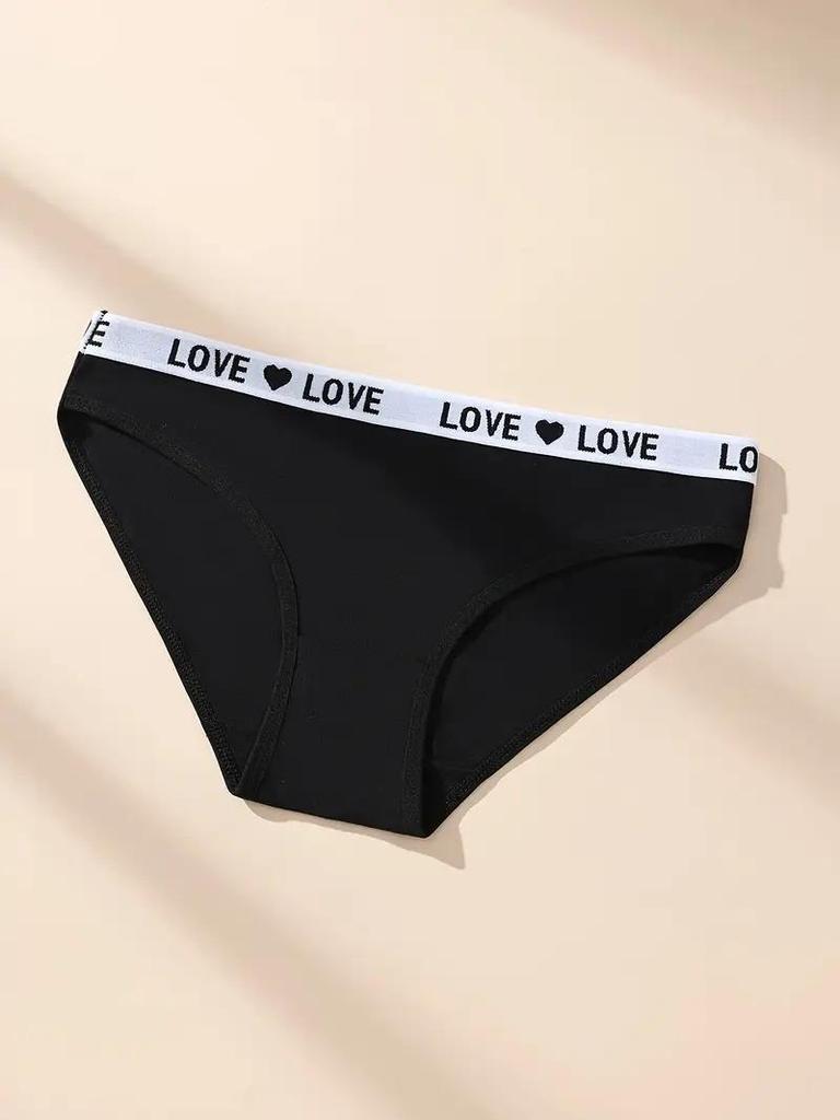 5 Stück Sexy Damen Slips Weiche Baumwollunterhosen Niedliche Buchstaben Mädchen Slips Weibliche Atmungsaktive Stretch-Panty Weibliche Dessous XS-XL