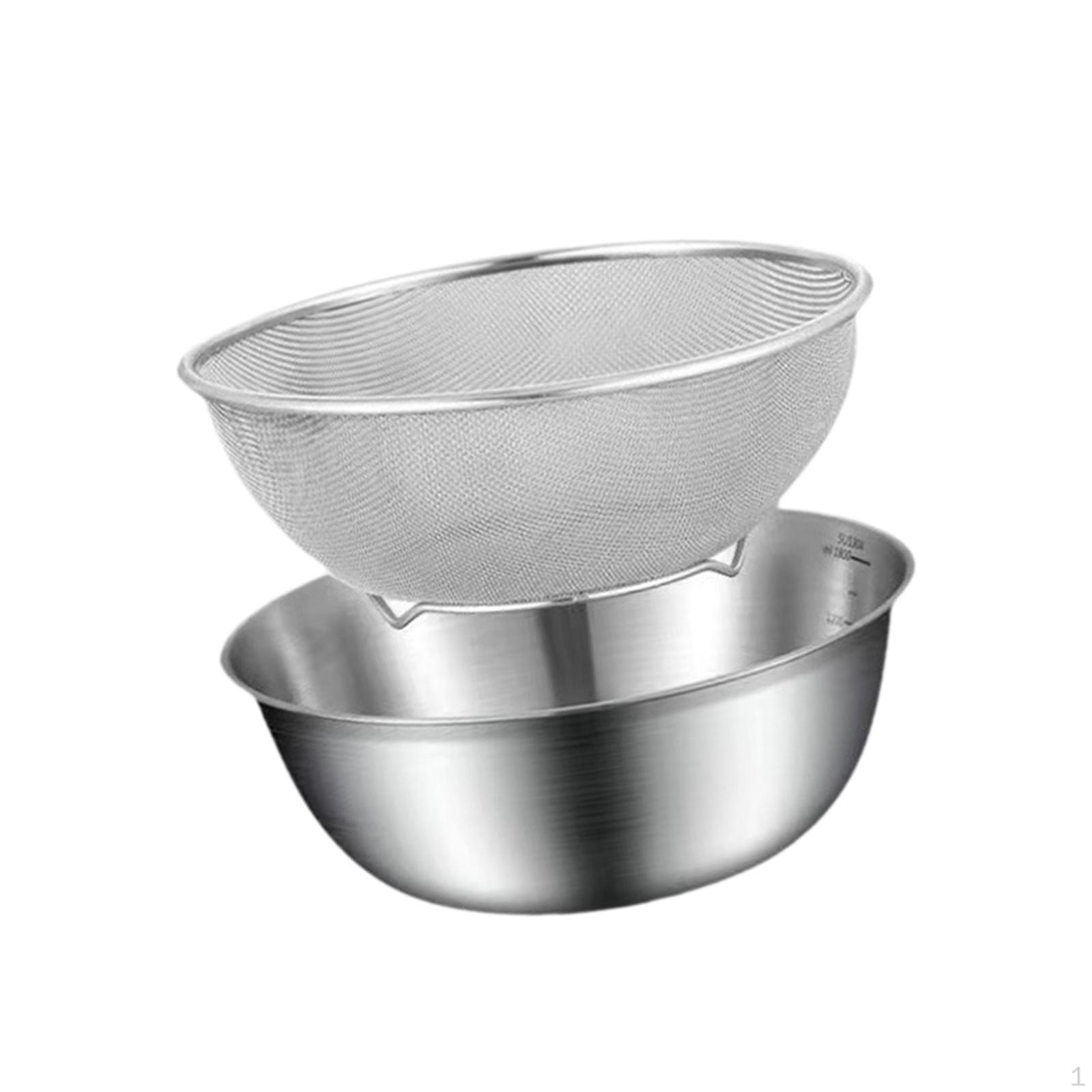 

Stainless Steel Colander with Bowl,Rice Washer Strainer Mixing Bowl,Food Strainers Set,for