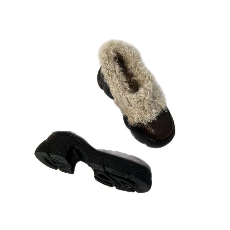 Small Thick-soled Heightening Fluffy Shoes, New Small Leather Shoes, Winter Velvet Warm Cotton Boots