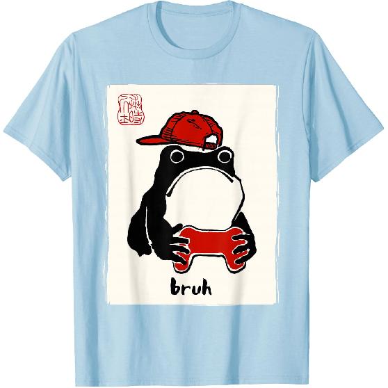 Grumpy Frog Gamer Bruh Ink Painting Japanese Funny Gamer T-Shirt