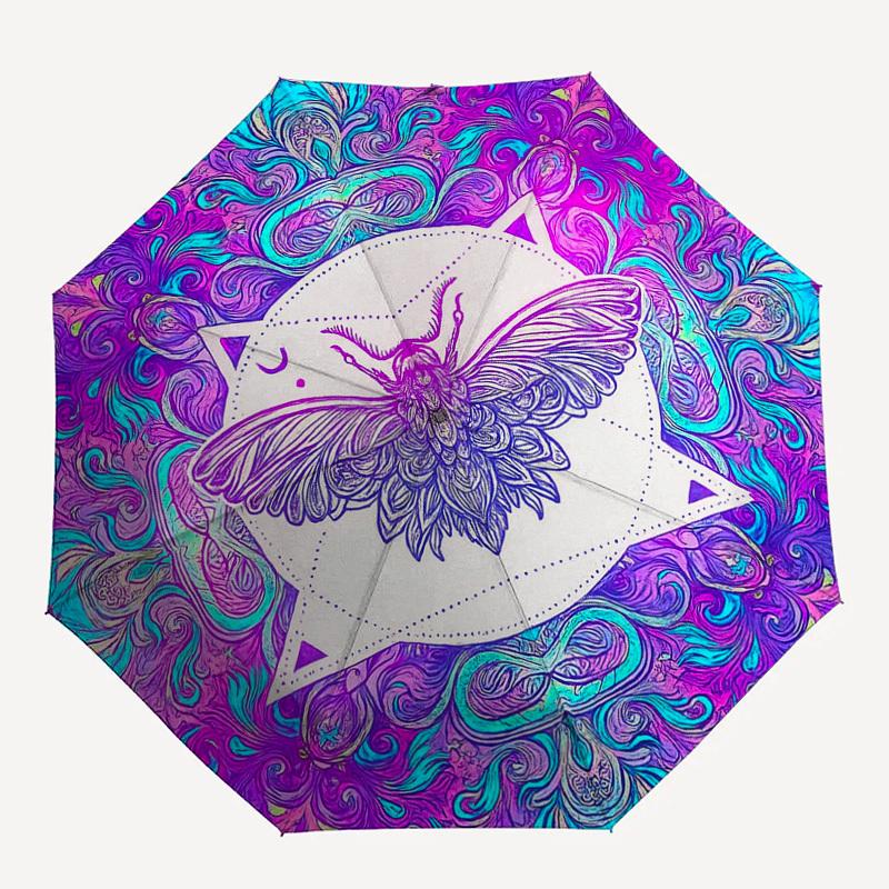 

1PC Cat Moth Pattern Small Travel Compact Windproof Umbrella, Automatic Folding Umbrella, Automatic Open/Close ,Gift-167