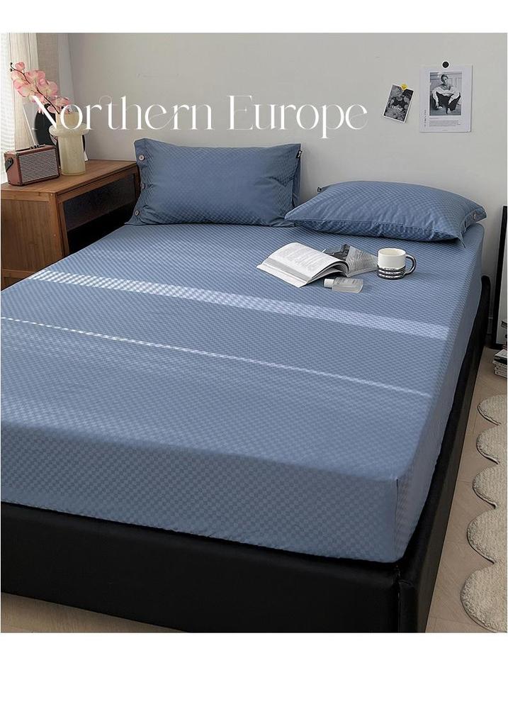 60-Count Long-Staple Cotton Sateen Jacquard Fitted Sheet, Flat Sheet, Pillowcase Set - Plain Color, Pure Cotton, Anti-Slip Mattress Cover