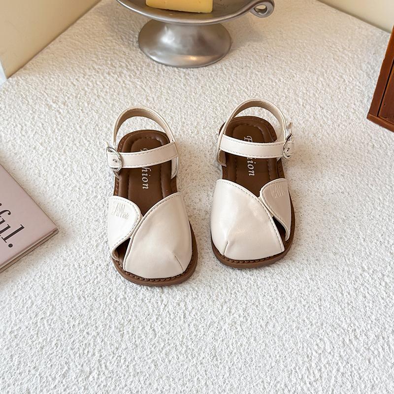 Girls Sandals Soild Color Versatile Kids Beach Shoes Hook&loop Soft Sole 2025 Summer New Children Princess Shoes Korean Style