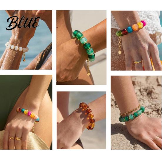 Shiny Luster Bracelet Boho Beaded Bracelets Colorful Acrylic Beads Adjustable