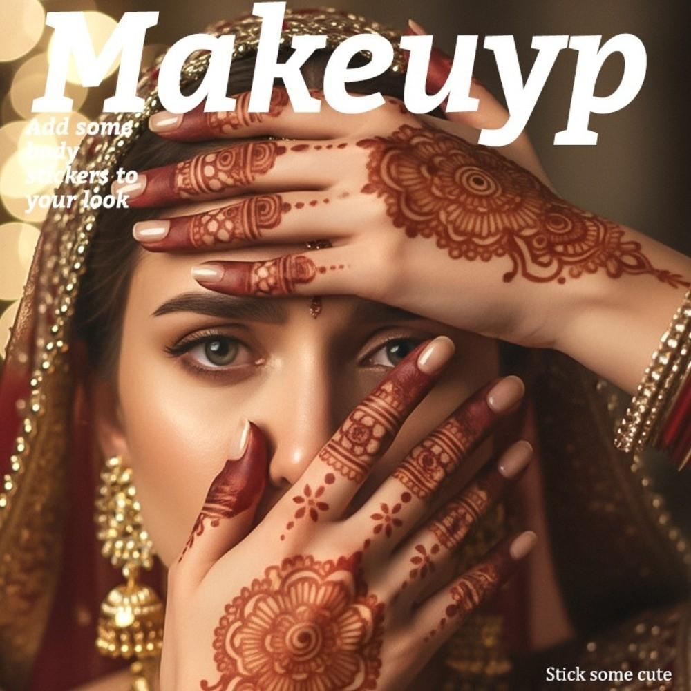 Lace Fake Tattoo Henna Tattoo Stickers Red Mehndi Stickers Body Art Sticker  Finger Hand