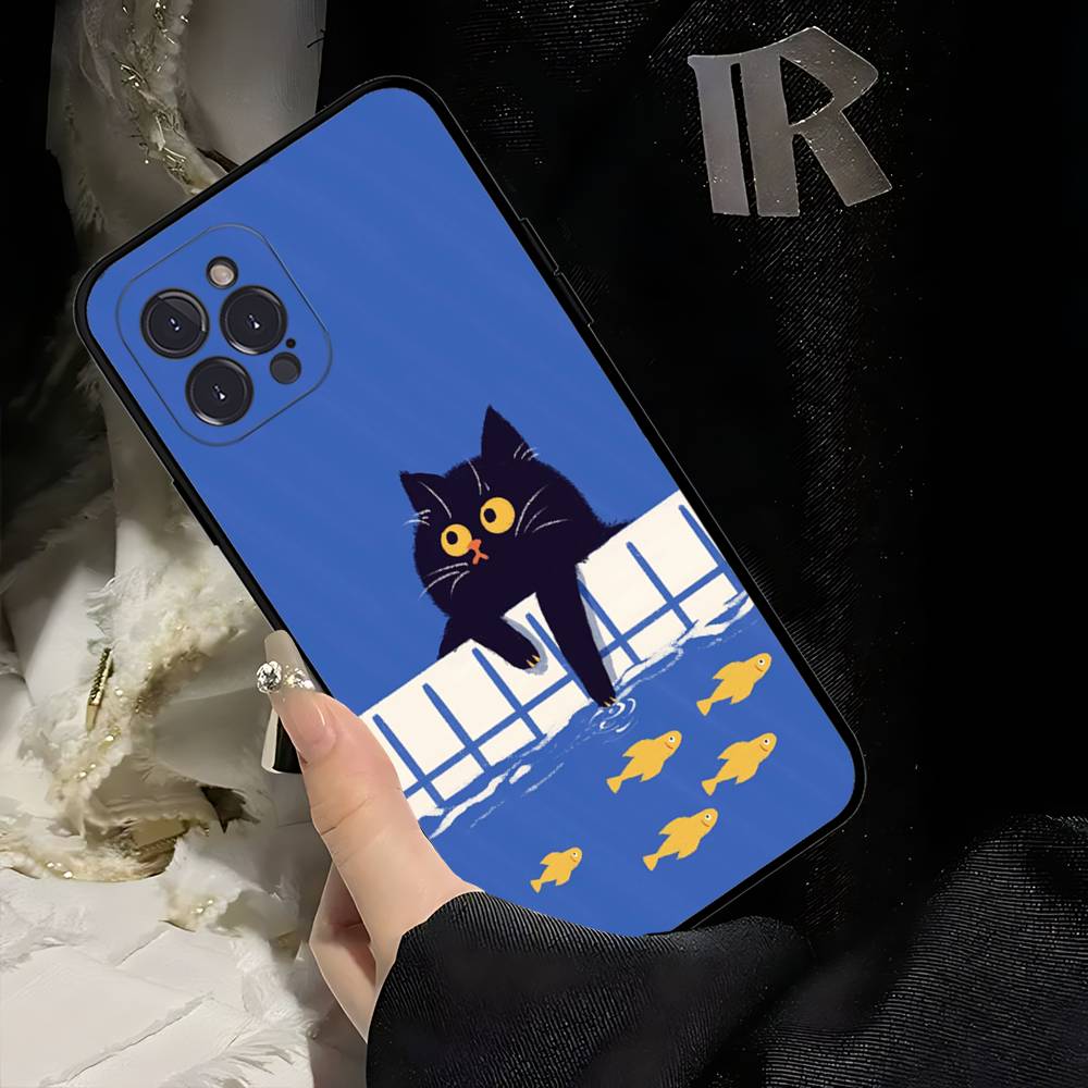 A Cute Comic Cat Phone Case For Iphone 17 Air 16 15 14 13 12 11 Pro Max 16 15 14 Plus TPU Soft Case