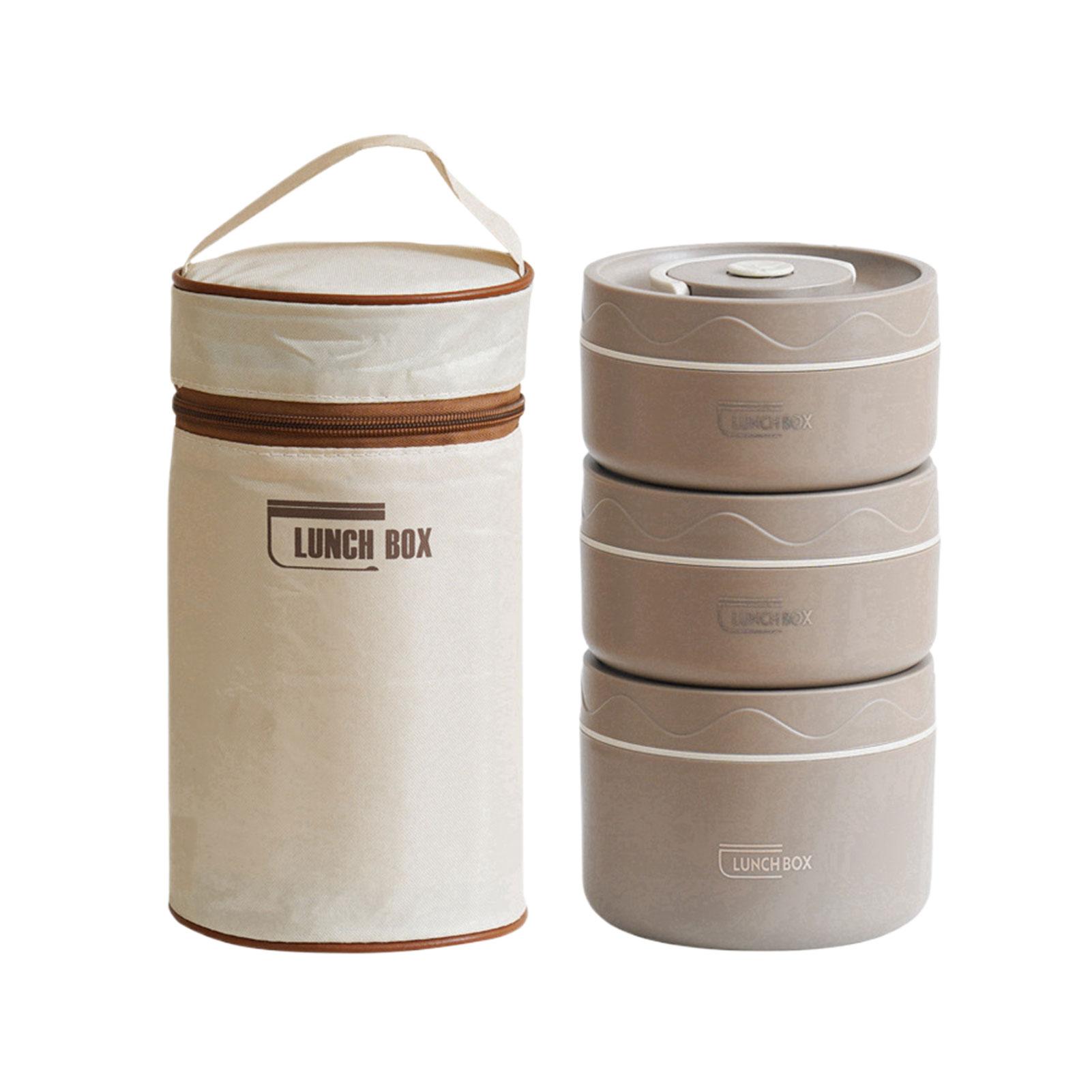 

Двухслойный портативный ланч-бокс с крышкой, внутренний вкладыш из нержавеющей стали 304, изолированный ланч-бокс 3 pcs+ bags