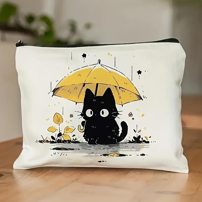 Cat-Themed Makeup Bag Cosmetic Pouch With Zipper, Cute Cat Pattern, Travel Toiletry Organizer, Gift For Cat Lovers