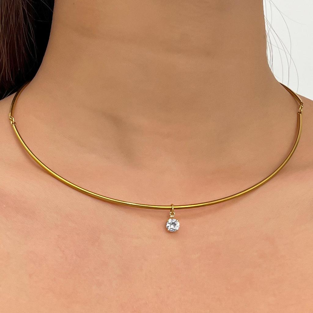 Zircon Water Drop Pendant Alloy Choker - Light Luxury Diamond-Inlaid Clavicle Chain
