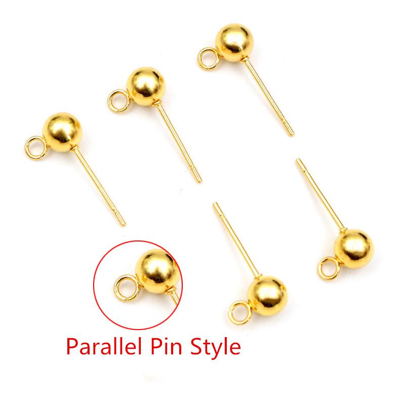 30pcs 3/4/5/6mm 316 Stainless Steel Gold Pin Findings Stud Earring Basic Pins Stoppers Connector For DIY Jewelry Making Supplies
