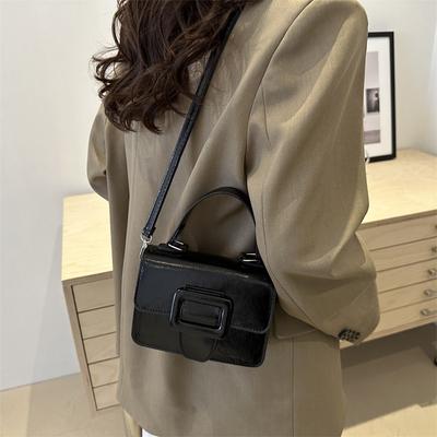 Retro Mode Einfarbige Kleine Quadratische Tasche Winter Neu Textur Schlichte Koreanische Schultertasche Modische Trendige Umhängetasche