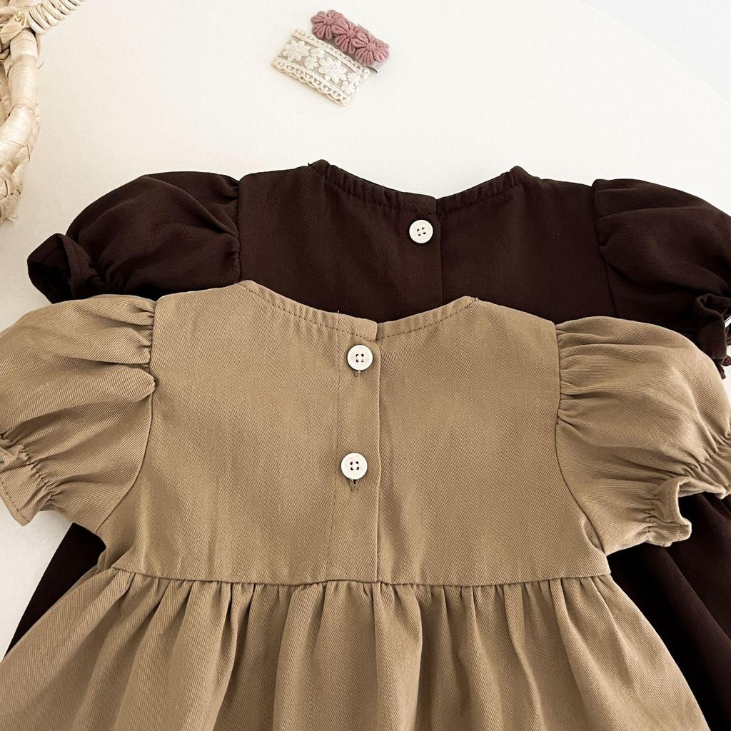 Retro Sommerkleid für Kleinkinder mit Peter-Pan-Kragen und kurzen Ärmeln