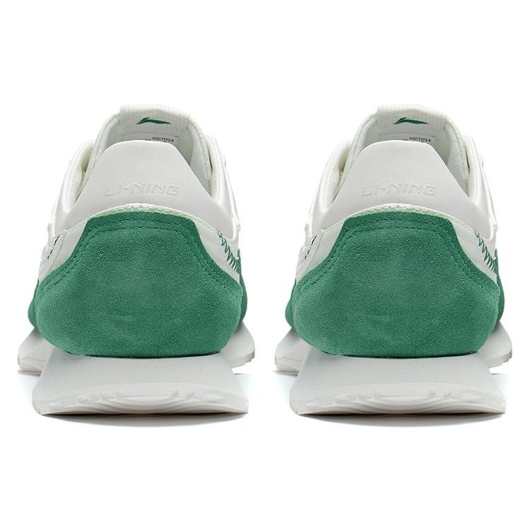 Li Ning CF Su Series Lin Weave Fabric Leather Non-Slip Wear-Resistant Breathable Low-Top Running Shoes Women Sneakers White Green AGCT174-3