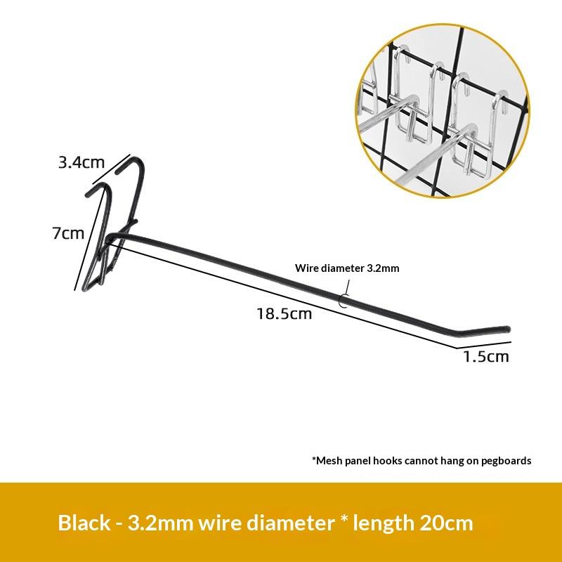 1Pcs 3.2mm Thickness Supermarket Iron Wire Mesh Hanging Hooks 5/10/15/20cm Screen Hooks Iron Grid Hooks For Screen Grid