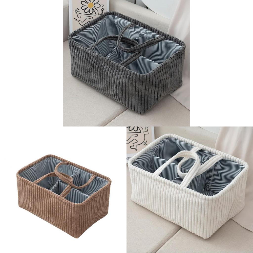 Fabric Storage Basket For Diapers And Clothes With Dividers For Nursery Organization